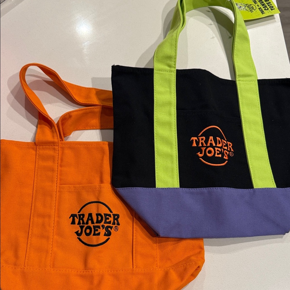 Trader Joe's Tote Bags Set of 2- Orange and Black